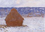 Claude Monet Haystack in the Snow,Overcast Weather Sweden oil painting artist